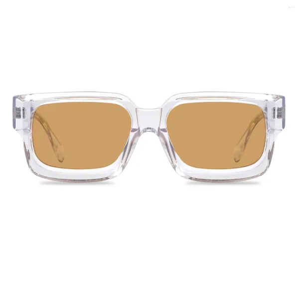 Lunettes de soleil de luxe polarisées en acétate, transparentes, rectangulaires, épaisses, Logo personnalisé, unisexe, Occhiali Da Sole