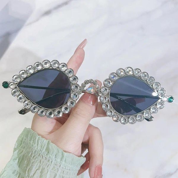 Gafas de sol de lujo con diamantes de imitación para hombre y mujer, lentes de sol brillantes a la moda con diseño de ojo de gato, estilo Punk, Y2k, estilo años 2000, UV400