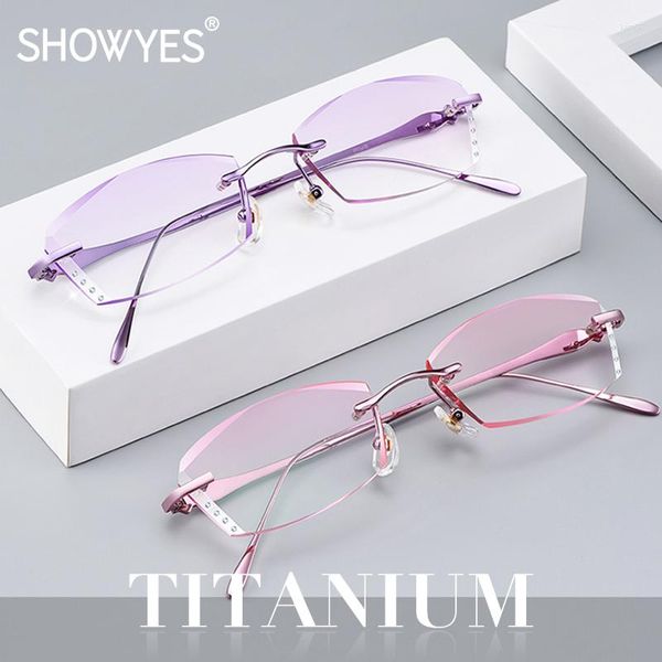 Lunettes de soleil de luxe sans monture femmes lunettes de lecture titane lecteurs lunettes pour dame élégante lunettes diamant coupe Ti presbyte hyperopie