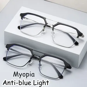 Lunettes de soleil de luxe carré noir cadre myopie lunettes anti-lumière bleue femmes hommes près de la vue lunettes unisexe rétro ordinateur dioptries lunettes