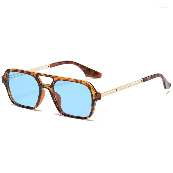 Lunettes de soleil de luxe Vintage carré homme femme marque de mode lunettes de soleil temples en métal couleurs bonbons miroir rétro Desginer nuances