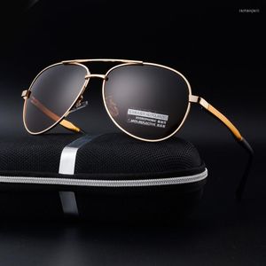 Zonnebril LVVKEE Merk Top Kwaliteit Aluminium Frame Mannen Gepolariseerde heren Rijden Brillen Spiegel Gafas De SolSunglasses