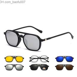 Gafas de sol Clip magnético para gafas de sol y montura de gafas ópticas Juego de gafas multiusos polarizadas o de visión nocturna 6 en 1 para mujer S506 Z230809