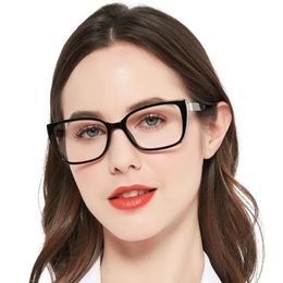 Lunettes de soleil jument Azzuro Lunettes de lecture surdimensionnées Femmes Fashion Brand Designer Cat Eye Presbyopie Eyeglass Glitter Readers 1 0 1 267F