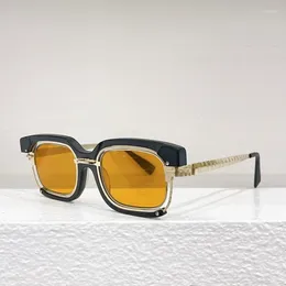 Zonnebrillen Maske H91 Designer merk vierkante mannen en vrouwen mode klassieke luxe acetaat metaal UV400 brillen