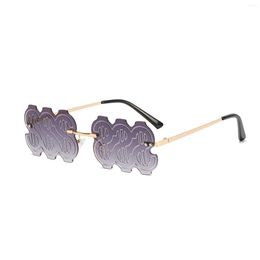 Lunettes de soleil fondant flamme femmes hommes à la mode sans monture fête mignon bal lunettes coeur effet étoile pour grande mode