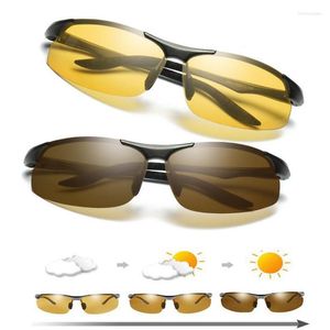 Lunettes de soleil hommes jour nuit pochromique polarisées pour conducteurs sécurité masculine conduite Anti-éblouissement UV400 luxe caméléon lunettes de soleil