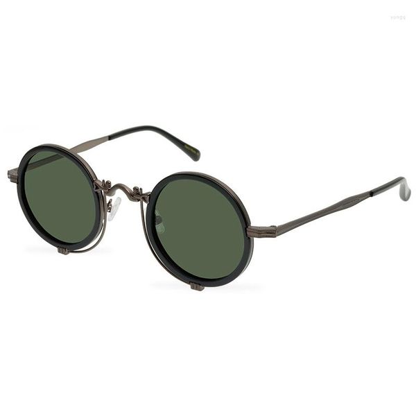 Lunettes de soleil rondes rétro polarisées pour hommes et femmes, Style république de chine, monture complète, plaque en métal, mode OP9