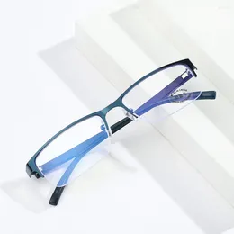 Lunettes de soleil Men Anti-Blue Light Business Eyeglass Metal Metal Half Frame Protection Eye Protection Ultra Glasse