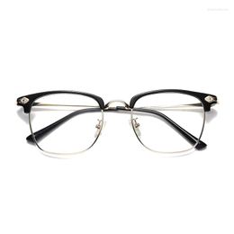 Lunettes de soleil hommes affaires anti-lumière bleue haute définition lunettes de lecture femmes mode métal demi-monture lunettes 1.0 à 4.0 clair