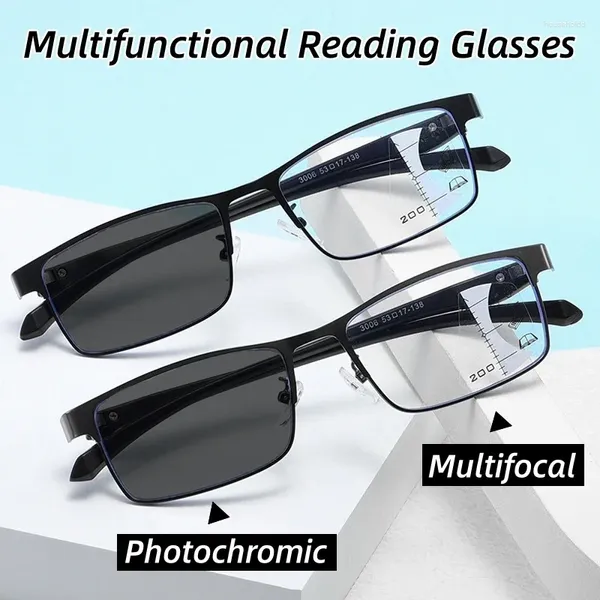 Gafas de sol Hombres Negocios Progresivo Multifocal Presbicia Gafas Moda Color Cambio Gafas de lectura Mujeres UV400 Gafas de visión lejana