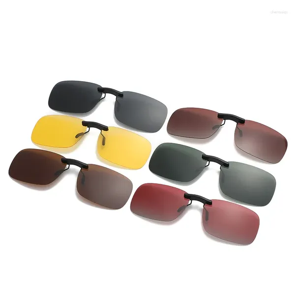Gafas de sol Hombres Conducción Clip para miopía Gafas Vintage Mujeres Cuadrado Visión nocturna Pesca UV400 Gafas de sol