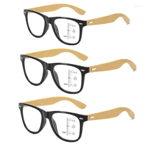 Lunettes de soleil Men Fashion Vintage Vintage Multifocal Lunes carrées Bambou Templets à proximité de LIRE UNISEX FEMMES DIOPTER