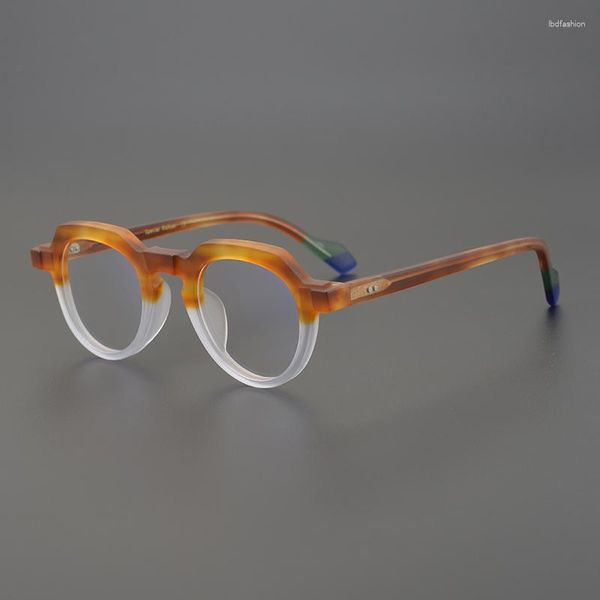 Gafas de sol para hombre, gafas de acetato de Color mate hechas a mano, montura Retro de diseñador, gafas ópticas para mujer, gafas graduadas para lectura de miopía