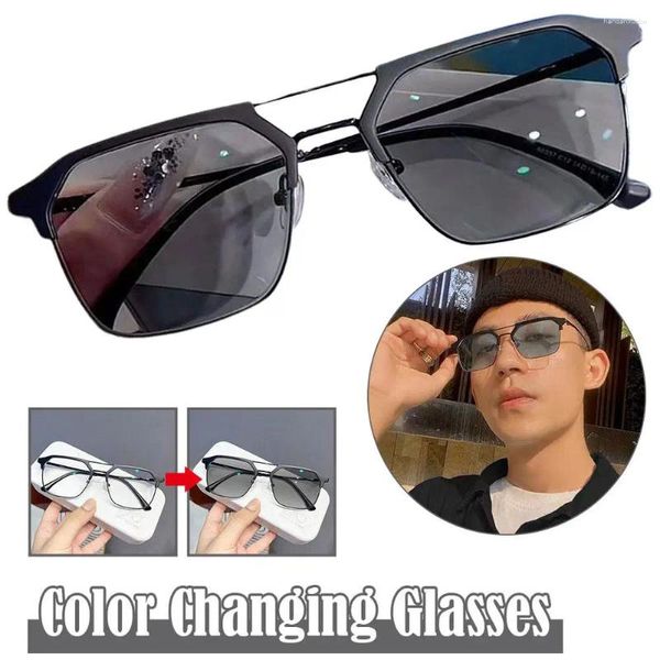 Lunettes de soleil pour hommes, belles lunettes à couleurs changeantes 2 en 1, accessoires bleus résistants à l'usure, lunettes légères Comforta J1R9
