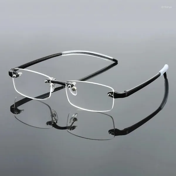 Lunettes de soleil pour hommes, verres clairs grossissants, lunettes de lecture sans bords presbytes, monture de lunettes de Prescription 2023