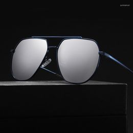 Zonnebrillen mannen spiegel gepolariseerde vrouwen blauw kwik rijden zonnebril metaal UV400 lens piloot bril frame frame vis brillen brillen
