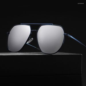 Lunettes de soleil hommes miroir polarisé femmes bleu mercure conduite lunettes de soleil métal UV400 lentille pilote lunettes cadre lunettes de pêche