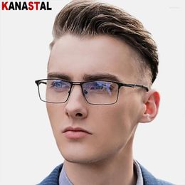 Lunettes de soleil pour hommes, verres bloquant la lumière bleue, en métal, pour ordinateur, monture carrée, Anti-Fatigue, sur Prescription