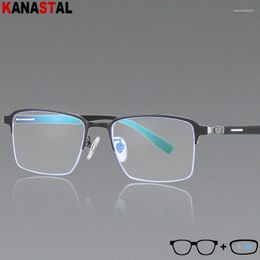 Gafas de sol para hombre con bloqueo de luz azul, gafas de lectura para mujer, titanio puro, ordenador TR, montura de gafas, lentes ópticas, gafas graduadas