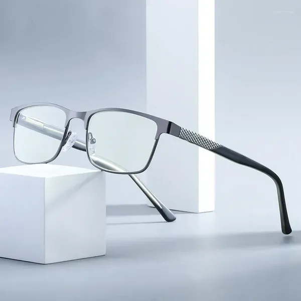 Lunettes de soleil pour hommes bloquant la lumière bleue lunettes de lecture vintage rétro métal demi-monture lunettes unisexe classique affaires lunettes presbytie