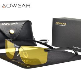 Lunettes de soleil pour hommes jaunes lunettes de vision nocturne pour la conduite des hommes lunettes de sécurité polarisées nuit clairement lumineuses lunettes anti-éblouissement pour conducteur de voiture