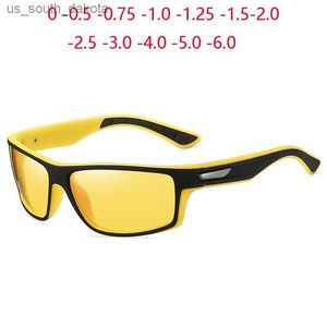 Gafas de sol Hombres Deporte Gafas de sol polarizadas coloridas con gafas graduadas Moda Gafas de sol cortas para hombre 0 -0.5 -0.75 a -6.0 L230523