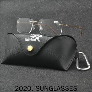 Zonnebril Mannen Vierkante Ultralight Randloze Progressieve Multifocus Leesbril Overgang Brillen Verziendheid Presbyopie FMLSunglasses