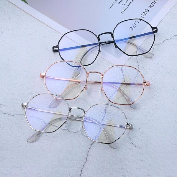 Lunettes de soleil Vintage Anti-lumière bleue pour hommes et femmes, verres transparents, monture métallique, soins ronds, classiques, lentilles pour femmes, miroir optique pour myopie