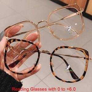 Zonnebrillen Men Women Anti-blauw Lichtle leesglazen Vintage grote vierkante brillen Computer Eyewear UV400 Metalen frame 1 2 5 3203R