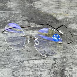 Lunettes de soleil hommes femmes bloquant la lumière bleue ultralégères sans monture rondes portables sans cadre lunettes de lecture 0,75 1 1,25 1,5 1,75 à 4