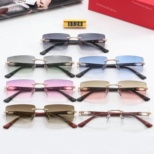 Gafas de sol para hombre gafas de sol de diseñador sin montura gafas de corte de diamante cuerno de búfalo siete colores gafas rectangulares tonos vintage al por mayor con caja carti gafas