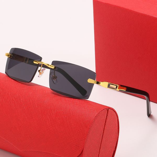 Gafas de sol para hombre gafas de sol de lujo damas diseñadores anteojos lunetas Carti Buffalo Horn Metal Legs Rimless designer Sunglass para mujer