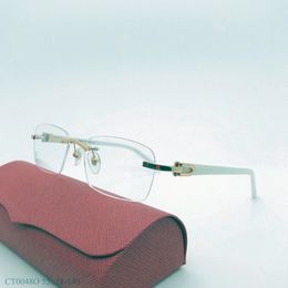 Zonnebrillen heren luxe ontwerper zonnebril carti brillen frames tempels metaal frameloze rechthoekige vorm witte buffel hoorn brillen optisch frame klassiek