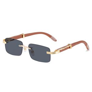 Lunettes de soleil pour hommes Luxury Des lunettes de soleil Fashion Fashion Frame en bois vintage rétro Transparent Sun Glass Lunettes Pêcheur Sports extérieurs Rectangle sans bordure