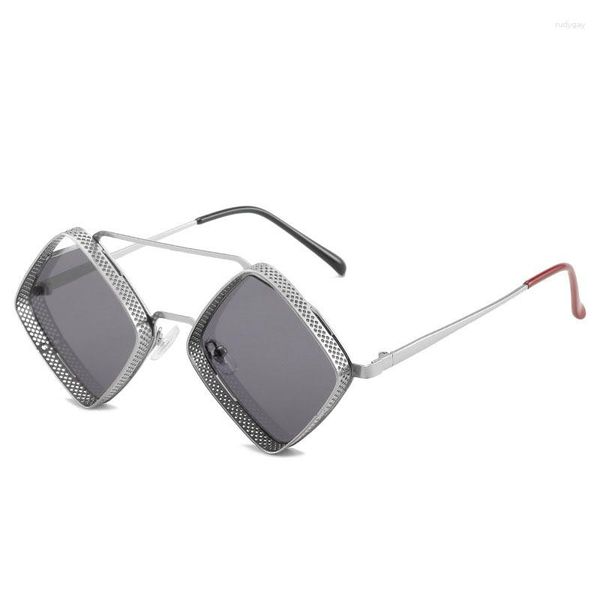 Gafas de sol Metal Diamante Doble Puente Unisex Protección UV Moda Tendencia Gafas