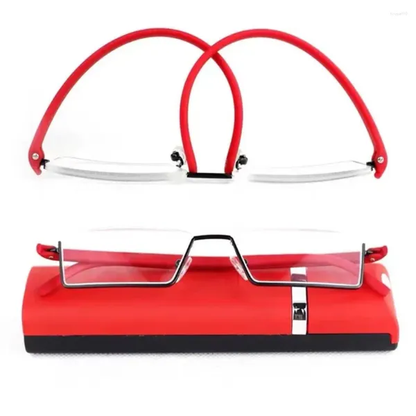 Lunettes de soleil lunettes de lecture en métal avec étui TR PC force: 1.0-4.0x charnière à ressort rectangulaire anti-fatigue oculaire