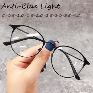 Zonnebril Metaal Rond Frame Bijziendheid Bril Mode Retro Optische Ultralight Vision Care Bijziende Brillen Dioptrie Brillen