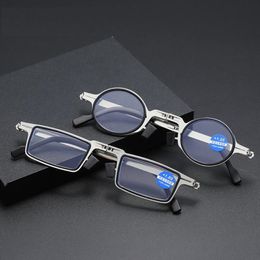 Lunettes de soleil Metal Round Square Pliage Lunettes de lecture Femmes hommes Blue Light Ordinateur Portable Design Reacteurs Eyewear Gafas 1 1 5 2 2 5 198T