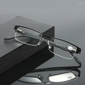 Lunettes de soleil à monture carrée en métal, demi-simples, miroir pour personnes âgées, lunettes de lecture