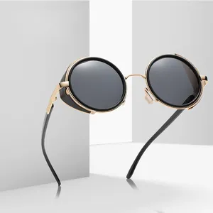 Lunettes de soleil en métal Steampunk pour hommes et femmes, verres ronds de mode, marque de styliste Vintage, haute qualité 2024