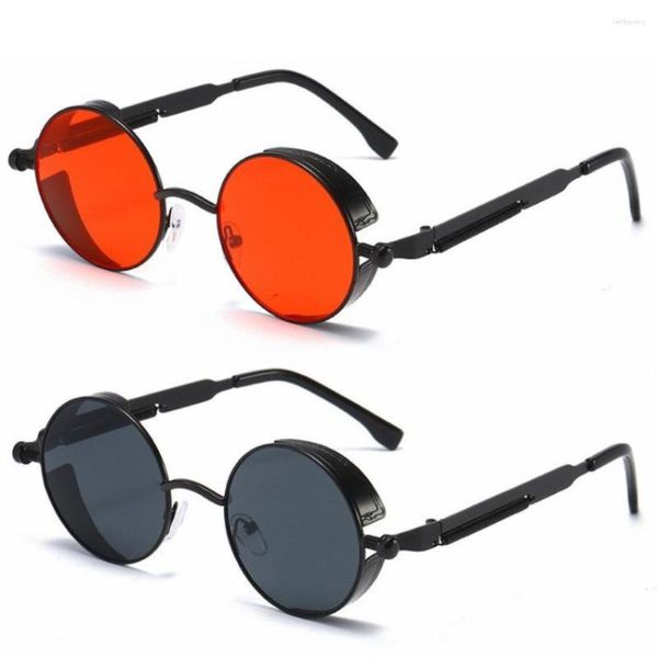 Gafas De Sol Metal Steampunk Hombres Mujeres Moda Gafas Redondas Diseñador De La Marca Vintage Sun Alta Calidad Oculos De