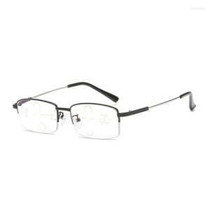Zonnebrillen metaal titanium progressieve multifocale leesbril mannen vrouwen anti blauw licht presbyopische half frame hoge kwaliteit hoge kwaliteit