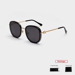 Lunettes de soleil Mimiyou Top Grade Rond Surdimensionné Femmes Horsebit Hommes Rétro Mode Lunettes Marque UV400 Lunettes ShadesSunglasses