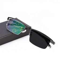 Gafas de sol MINCL Sun Pocromic Reading Men Visión ajustable con gafas progresivas de diopter multifocal Lentes FML1 259H