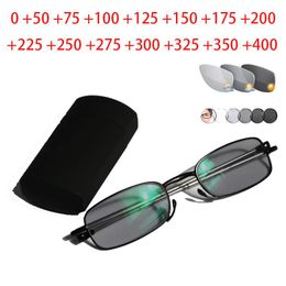 Zonnebrillen mini -overgang zon pochromic leesglazen Kwaliteit opvouwbare opvouwbare lees lezen vrouwen mannen met casesunglasses