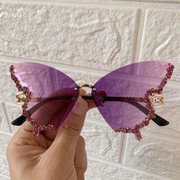 Zonnebrillen Mix Butterfly Design Women Rimless Luxury Brand Fashion -bril