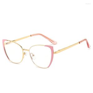 Zonnebril MOONBIFFY Classic Vrouwen Anti Blauw Licht Bril Cat Eye Lezen Metalen Frame Optische Computer Game Goggles Voor Dames