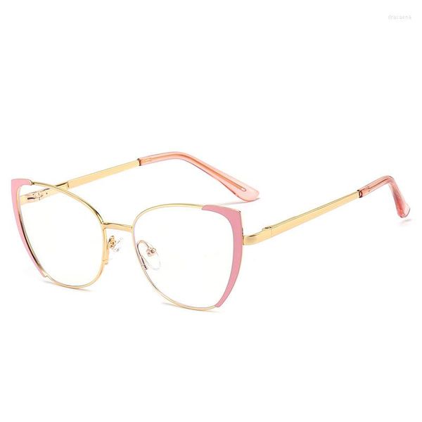 Gafas de sol MOONBIFFY clásicas para mujer, gafas antiluz azul, gafas de lectura de ojo de gato, marco de Metal, gafas ópticas para juegos de ordenador para mujer