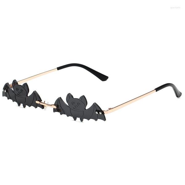 Lunettes de soleil Mosengkw 2023 mode chauve-souris femmes hommes alliage tendance belle sans monture mignon Animal lunettes